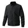 Chaqueta de otoño para hombre transfronteriza, chaqueta fina de talla grande de color liso con cremallera, ropa casual deportiva para hombre, ropa de trabajo para exteriores