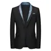 Traje de moda de comercio exterior transfronterizo 2026, talla europea, chaqueta casual de un solo botón para hombre, diseño de retazos, traje falso de dos piezas, ropa formal para hombre