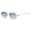 Gafas de Sol Sin Marco de Metal con Borde Cortado Estilo Nuevo 2026 para Mujer, Gafas de Moda Cuadradas de Gama Alta, Gafas de Sol con Protección UV Europeas y Americanas para Hombre