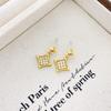 Aretes Coreanos de Trébol de Cuatro Hojas de Oro de 18K con Aguja de Plata 925 para Mujer, Aretes de Alta Gama Elegantes, Simples, Lujo Accesible, Aretes de Circonita, Joyería