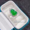 Anel de cabaça com calcita verde gelo incrustada banhado a prata atacado anel de ágata branca anel de cabaça de jade cravejado de diamantes feminino