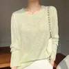 Cubierta de Punto con Protección Solar, Nuevo Suéter Delgado de Manga Larga de Verano para Mujer, Ropa Exterior de Estilo Relajado, Camiseta Holgada de Bambú y Lino