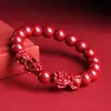 Cristal Jiuyac Mineral Crudo Cinabrio Arena Dorada Púrpura Pulsera Doble Pixiu Pulsera de Arena Púrpura Doble Pixiu Venta al por Mayor