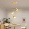 Lámpara de comedor de barra larga con forma de cubo minimalista creativo de estilo medio antiguo, lámpara de noche para dormitorio, lámpara de araña pequeña
