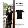 Falda Larga Negra Estampado Floral Cola de Pez para Mujer, Falda Larga Ajustada a la Cadera, Nuevo Estilo Chino Hermoso Conjunto de Principios de Primavera para Usar en Verano