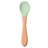 Venda direta bebê tigela colher de silicone louça de silicone alça de madeira infantil colher de silicone sucção infantil tigela de silicone bebê tigela de silicone