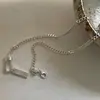 Colar Pingente Letra em Prata de Lei 925 para Mulheres, Corrente de Clavícula da Moda, Simples e Elegante, Design de Nicho Popular, Estilo Minimalista