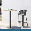 Cadeira de Bar Rattan para Exterior, Banqueta Alta Simples, Bar ao Ar Livre em Villa, Banqueta de Bar Metálica Trançada com Corda para Pousada, Cadeira de Balcão de Bar
