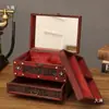 Caja de Joyería con Cerradura de Madera para Accesorios de Cabello de Boda Estilo Antiguo Caja de Almacenamiento de Joyería Tipo Cajón Multicapa Caja de Maquillaje Caja de Tocador