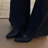 Mocasines de estilo retro para mujer 2026, elegantes y modernos, zapatos negros sin cordones de punta cuadrada para ir al trabajo, con tacones gruesos y corte profundo