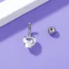Europa y Estados Unidos más vendidos anillo para ombligo color oro rosa corazón con circonita de forma acero inoxidable Doble Diamante Cuatro Garras clavo para ombligo punto brillante para perforación