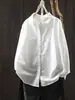 Nova Camisa Casual de Cor Sólida de Algodão e Linho com Manga Longa para Primavera e Outono, Peça Versátil Feminina, Jaqueta Pequena, Cardigan