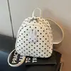 Mochila de Lona de Alto Padrão para Meninas com Bolinhas, Estilo Coreano Versátil Pequena para Passeios, Lançamento Verão 2026