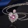 Transmisión en Vivo de Douyin Nuevo Diseño de Joyería Colgante de Alas de Ángel Collar con Alas de Aguamarina Simulada en Forma de Corazón