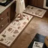 Tapete de Piso Tejido de Lino para Uso en el Hogar, Absorbente de Agua, Absorbente de Aceite, Resistente a Manchas, Tapete Antideslizante, Fácil de Limpiar, Estampado de Café, Tapete para Piso de Cocina