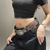 Cinto com Fivela de Renda Padrão 2025 Estilo Retrô Europeu e Americano Combinando com Jeans Saia Material PU Cinto Feminino