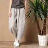 Pantalones de Algodón 100% Modelo Nuevo 2026, Verano, Largo Tres Cuartos, Holgados, Finos, Algodón-Lino, Cintura Elástica, Pantalones de Pierna Ancha, Vintage, Artísticos, Versátiles