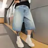 2026 Nuevos Shorts de Mezclilla Lavada Azul Vintage con Flecos, Corte Holgado, Adelgazantes, Casuales, Versátiles, Modernos, Shorts a la Rodilla