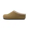 Zapatos Birkenstock Planos de Piel Genuina con Aumento Interno Suela Gruesa Bordado Estilo Retro Fila Zapatos de Medio Paso con Punta Cerrada para Mujer Zapatillas Birkenstock de Piel Suave