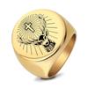 Anillo de Acero Inoxidable Grabado con Láser Transfronterizo Europeo y Americano, Cruz Redonda, Alce, Anillo Navideño de 22 mm, Joyería para Mujer