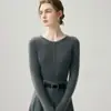 Nuevo Suéter de Cachemira de Cuello Redondo Otoño/Invierno para Mujer, Suéter Cárdigan de Punto de Pecho Sencillo con Cuello Medio Abierto, Top Versátil Casual