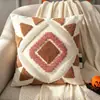 Almofada decorativa geométrica bordada para sofá de sala de estar, toque luxuoso e de alta qualidade, almofada lombar de cabeceira, adequada para decoração de casa de temporada, removível e lavável