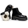 Botas de motociclista 1460 de lana auténtica, gruesas, de dos usos, estilo europeo y americano, con ocho agujeros y cremallera frontal, botas cortas británicas para mujer con plataforma y cordones.