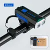 Luz Frontal para Bicicleta de Montaña Transfronteriza con Carga USB y Bocina, Luz Frontal con Indicador de Potencia, Equipo de Linterna para Ciclismo