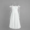 Vestido Jacquard Transfronteiriço Ombro a Ombro Estilo Europeu e Americano Verão 2026 Novo Bordado Vazado Francês Slim Fit Floral Longo