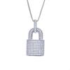 Joyería Hip-Hop Transfronteriza, Collar con Colgante Personalizado en Forma de Candado con Diamantes Completos, Collar de Cadena de Caja Punk para Mujer para Mezclar y Combinar, Moderno