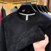 Moletom Masculino Jacquard Gola Redonda Manga Longa Primavera e Outono Camada Base Casual Pulôver Moda Estilo Coreano Moletom