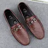 Mocasines de Lujo Ligero para Hombre Piel Genuina 2026 Nuevo Estilo Slip-ons Marca de Tendencia Casual Británico Estampados Mocasines de Un Paso