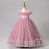 Vestido Infantil Transfronteiriço da Amazon, Vestido Tutu de Renda de Um Ombro, Vestido de Daminha de Casamento, Vestido de Pequena Anfitriã