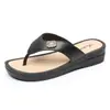 Nuevas Chanclas de Tacón Grueso de Verano para Mujer Elegantes con Pedrería de Tacón Medio con Clip Calzado de Playa Antideslizante para Uso Exterior