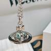 Rainha-Mãe do Oeste verde menta Dourado Prata Azul Lago Orbe! Colar raro de Saturno médio e grande em estoque
