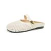 Weiwei Girl 993-10 Prata Vazado Respirável Baotou Meia Sapatilha Feminina Verão Um Pedal Sandálias de Rede de Pesca Trançada