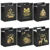 Bolsa Tote Negra Navideña, Bolsa de Manzana para Nochebuena, Bolsa para Empaquetar Regalos Infantiles, Bolsa Gruesa para Dulces Navideños al por Mayor