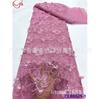 Vestido de noiva francês versão completa tecido de renda com cílios e bordados finos tecido de renda com lantejoulas de noiva