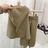Conjunto de Suéter para Niñas 2024 Otoño Nuevo Estilo Bebé Chaleco con Capucha Tejido Pantalones de Pierna Ancha Conjunto de Dos Piezas Comercio Exterior
