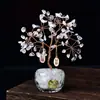 Árvore da Fortuna de Cristal Natural Cascalho de Cristal Árvore da Fortuna Base de Tigela de Diamante Moeda de Liga Árvore de Cristal Enfeites de Mesa
