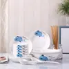 Juego de vajilla para el hogar, vajilla de cerámica, juego de estilo chino, combinación simple de cuenco de cerámica, plato y palillos