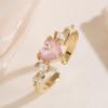 Aogu Cross-border Anel de abertura de amor banhado a cobre, leve e luxuoso, com zircônia de ouro 18K, simples e versátil para mulheres