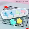 Venta al por mayor transfronteriza Nuevo Molde de Hielo para Paletas de Helado de Dibujos Animados de Grado Alimenticio con Tapa, Herramienta de Molde de Helado de Silicona de 4 Piezas