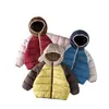 Chamarra con capucha Cotton Hall para niños, acolchada de algodón, forro de felpa y engrosada, con colores contrastantes, estilo invierno, para niños y niñas, tallas mediana y grande