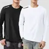 [230g] Camiseta de manga larga para hombre, corte holgado, cuello redondo, adecuada para primavera y otoño, capa interior fina, camiseta básica versátil