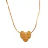 Colar com Pingente de Coração Tecido com Contas Metálicas Retro Francês Temperamento Fashionável Design Simples Senso de Design Corrente para Clavícula Atacado