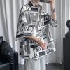 Camisa estilo Hong Kong ruoshuai talla grande para hombre manga larga camisa marca de moda para gordos otoño ropa de estudiante de periódico moda ropa de hombre