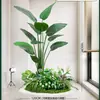 Combinação Paisagística de Plantas Artificiais Verdes Estilo Tropical com Vasos para Escadas Internas e Varandas, Plantas Verdes Grandes para Decoração de Casa, Sem Manutenção