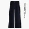 Pantalones de Pierna Ancha de Lino Natural y Seda de Hielo Estilo Minimalista para Mujer Verano 2026 Fluidos Transpirables Profesionales de Trabajo Casual Rectos Delgados