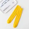 Meias Infantis Personalizadas Outono/Inverno para Bebês e Crianças Pequenas, Meias Largas de Listras Verticais Grossas com Ponto Duplo Estilo Coreano, Meias de Algodão de Cor Sólida Cano Médio